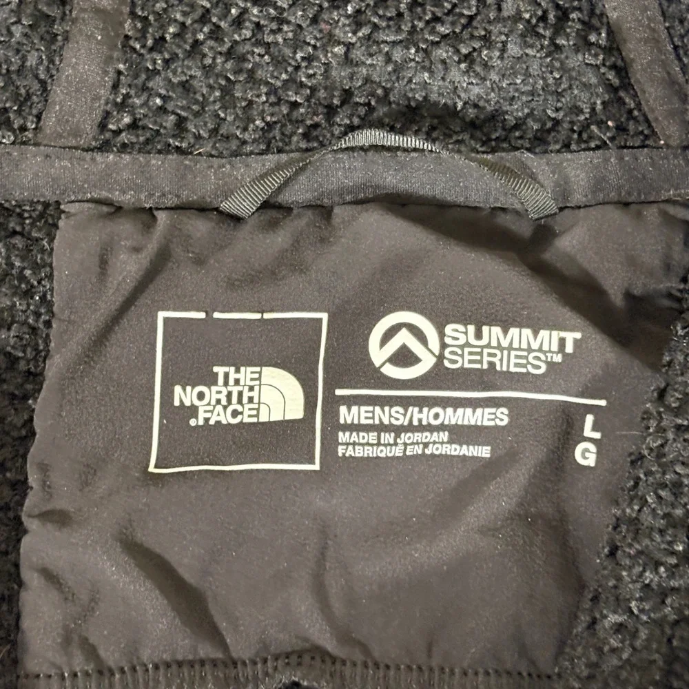 The North Face Summit Series Mens L Black Grid Fleece Full Zip Hooded Jacket